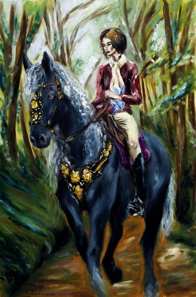 A Stroll in the Woods, 2022 (olie på lærred) af Ruslana Levandovska
