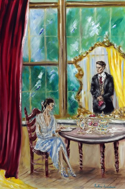 Afternoon Tea, 2022 (olie på lærred) af Ruslana Levandovska
