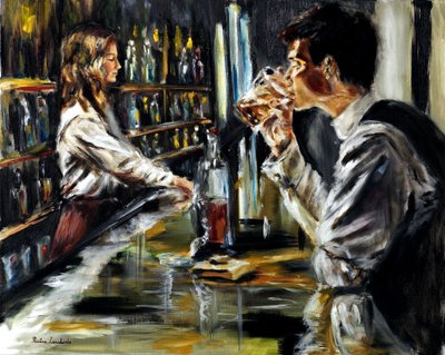 At the Bar, 2021 (olie på linned) af Ruslana Levandovska