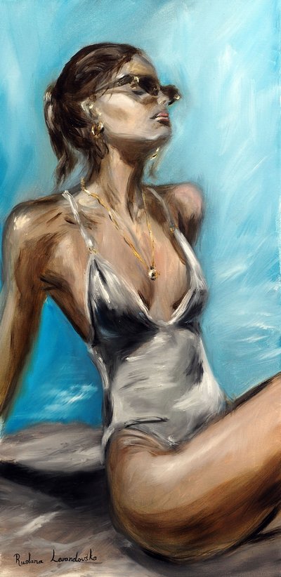 By the Pool, 2022 (olie på lærred) af Ruslana Levandovska