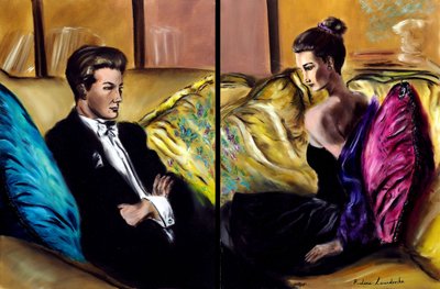 Longing - diptyk, 2024 (olie på lærred) af Ruslana Levandovska