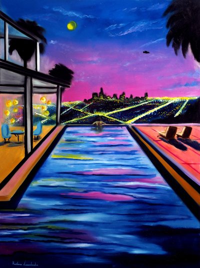 Los Angeles Lights, 2025 (olie på lærred) af Ruslana Levandovska