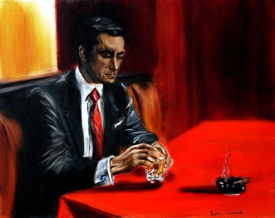 Man at the Bar, 2024 (olie på lærred) af Ruslana Levandovska
