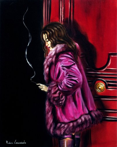 Nightfall Cafe, 2025 (olie på lærred) af Ruslana Levandovska