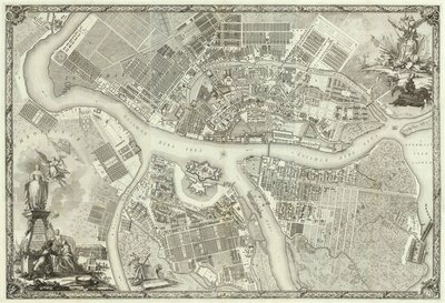 Kort over Petersborg Bog til 50-året for grundlæggelsen af Skt. Petersborg, 1753 af Russian Master
