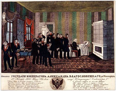 Alexander I af Ruslands død i Taganrog den 19. november 1825, begyndelsen af 1830