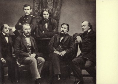 L N Tolstoi med forfattere-bidragydere af magasinet "Sovremennik", Peterburg af Russian Photographer