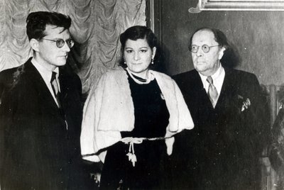 Komponist Dmitri Dmitrievich Shostakovich, sangerinde Maria Maksakova og forfatter Alexei Nikolaevich Tolstoy af Russian Photographer