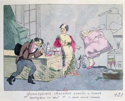 En fransk parfumebutik, ca. 1812-15 af Russian School