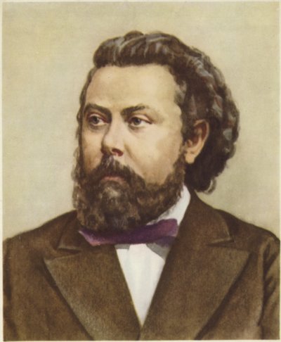Portræt af Modest Mussorgsky af Russian School
