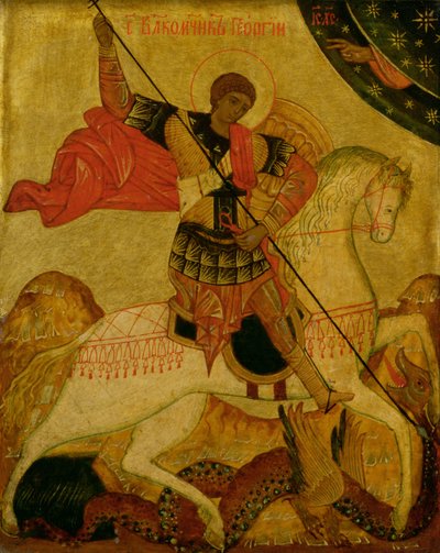St. George dræber dragen (tempera på panel) af Russian School
