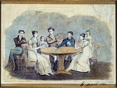 The Galitzines, 1820 (wc på papir) af Russian School