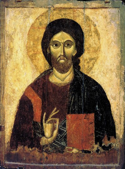 Christ Pantocrator, 1200-tallet. af Russian icon.