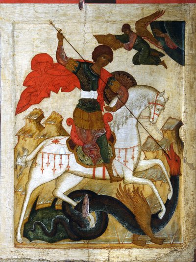 Sankt Georg og dragen, begyndelsen af det 16. århundrede. af Russian icon.