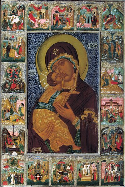 Jomfruen af Vladimir, 1500-tallet. af Russian icon.