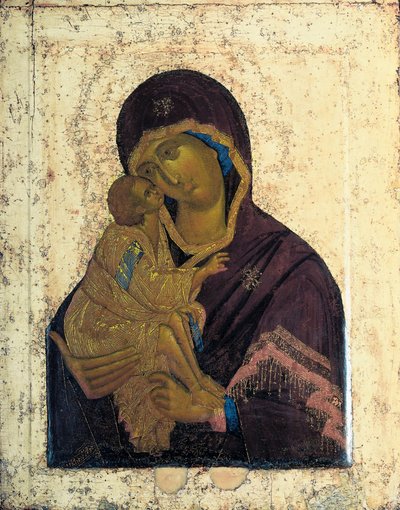 The Virgin of the Don Dobbeltsidet ikon, c1390. af Russian icon.