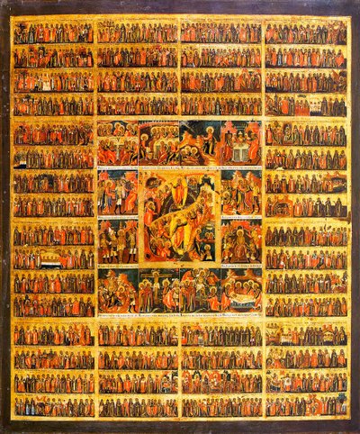 Årskalender med Kristi lidenskabsscener, anden halvdel af det 19. århundrede. af Russian icon.