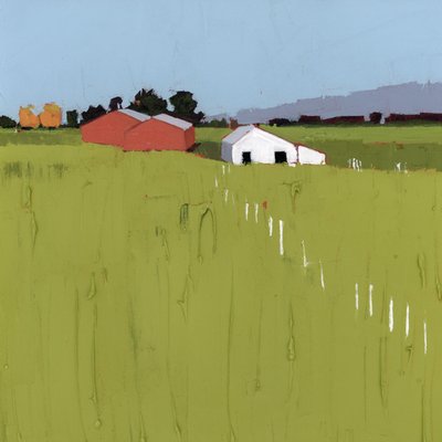 Fence Line, 2025 (akryl på træpanel) af Ruth Lague