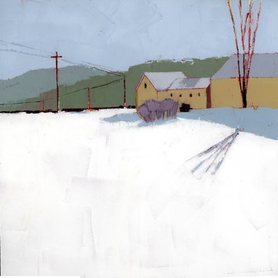 Green Mountain, 2025 (akryl på træpanel) af Ruth Lague