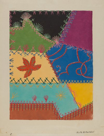 Crazy Quilt Detail, ca. 1939. af Ruth M Barnes