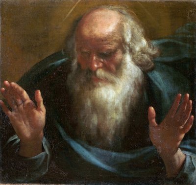 "" Dieu le pere "" (Gud Faderen) Peinture de Rutilio Manetti (1571-1639) Debut 17eme siecle Olie på lærred Dim 60x63 cm Oratory of San Bernardino and Diocesan Museum, Sienne af Rutilio Manetti