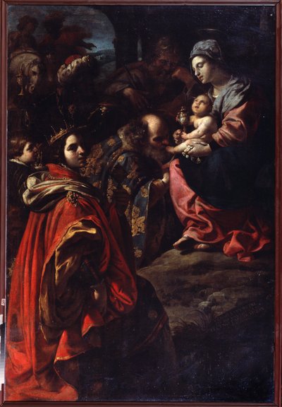 Magiernes tilbedelse. Maleri af Rutilio Manetti (1571-1639). Olie på lærred. Italiensk kunst, barokstil. Statens kunstmuseum, Jekaterinburg, Rusland. af Rutilio Manetti