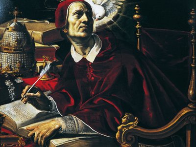 Saint Gregory Great, maleri af Rutilio Manetti (1571-1639), olie på lærred, 67x89 cm, Italien af Rutilio Manetti