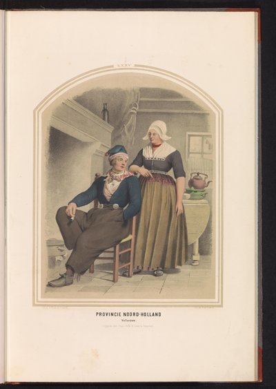 Traditionelt dragt af Volendam i Nordholland, 1857 Provinsen Nordholland. Vollendam / XXXV (titel på objekt) af Ruurt de Vries