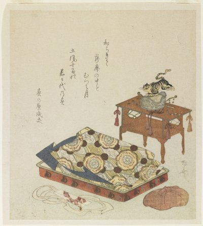 (Foldet hofkåbe og en hat med tigerornament) af Ryuryukyo Shinsai