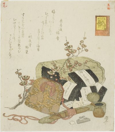 Tang, bærbart skriveetui og blommegren, nr. 5 fra serien "The Rabbit