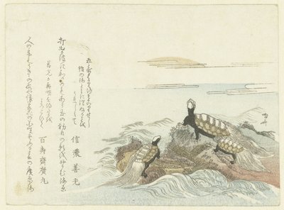 Skildpadder på en klippe af Ryuryukyo Shinsai