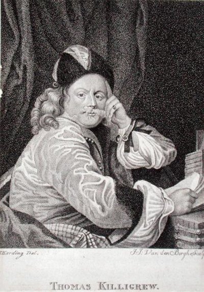 Thomas Killigrew (1612-83), graveret af J.J. Van den Bergh (gravering) af S. (after) Harding