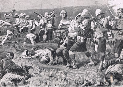 Majuba Hill, 27. februar 1881 (1. Boer War), illustration fra britiske slag på land og hav, 1915 af S. Begg