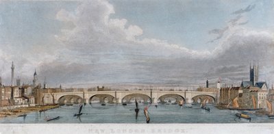Udsigt over London Bridge fra vest med både på Themsen, 1829 af S Rogers