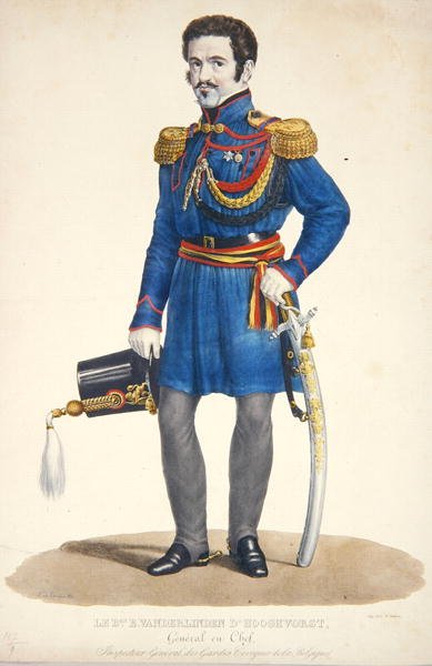 Emmanuel Vanderlinden, General Baron af Hooghvorst, kommandør for Belgiens Civilgarde, graveret af F. Judenne af S. de Droogers