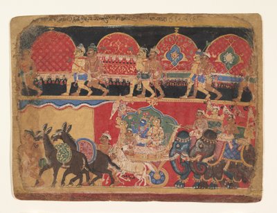 Krishna og Kshatriya-pigerne fortsætter til Dwarka..., Ka. 1520-30. af Sa Nana