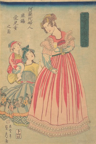 Hollandsk kvinde og barn, 1860. af Sadahide Utagawa