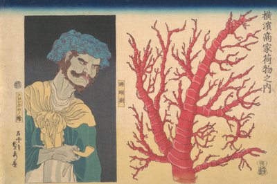 Stick of Coral and a Portrait of South Sea Islander, 3. måned, 1860. af Sadahide Utagawa