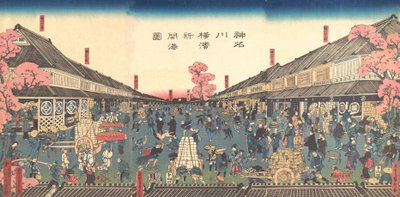 "Den nyåbnede havn i Yokohama i Kanagawa-præfekturet", 2. måned, 1860. af Sadahide Utagawa