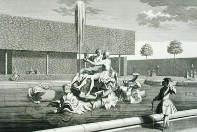 Neptuns og Thetis springvand på Belvedere-paladset, Wien, graveret af Jakob Gottlieb Thelott (c.1711-75), udgivet c.1730-40 (gravering) af Salomon (after) Kleiner