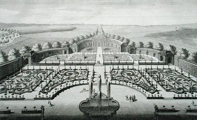Udsigt over Orangeriet ved Geibach, indgraveret af Johann Georg Pintz (1697-1767/8) af Salomon (after) Kleiner