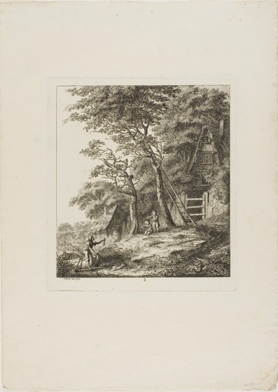 Fiskere med børn, plade to fra Paysages Dédiés à M. Warelet af Salomon Gessner