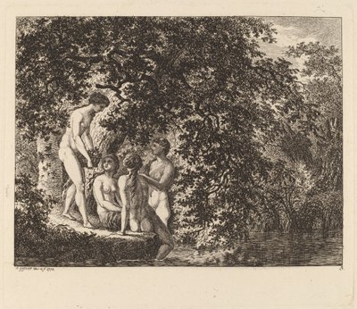 Pige, der bærer en kurv med frugt, 1770. af Salomon Gessner