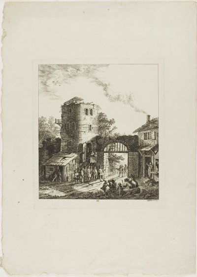 Procession gennem en rustik port af Salomon Gessner