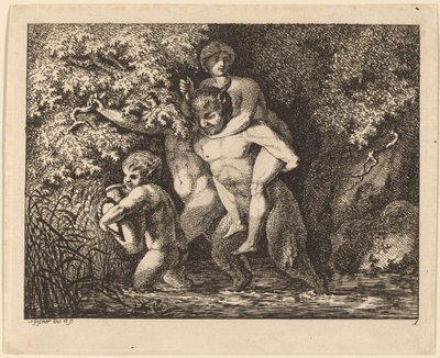 Satyr, der bærer en nymfe af Salomon Gessner