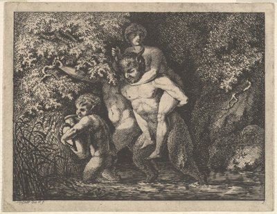 Satyrfamilie, på vej, 1700-tallet. af Salomon Gessner