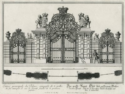 Grundplan og opstalt af hovedindgangsporten af Salomon Kleiner
