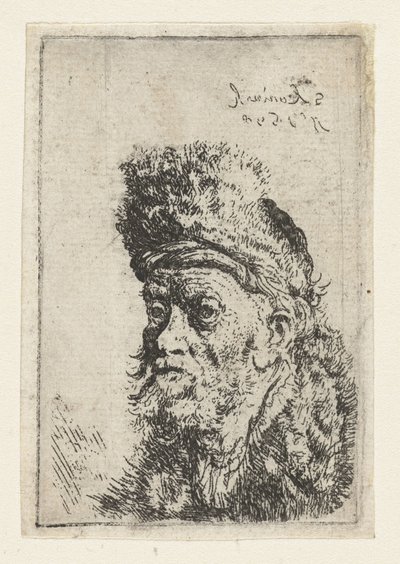 Buste af en mand med pelshat Buste af en mand iført turban af Salomon Koninck