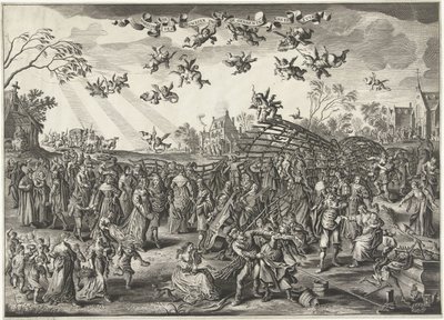 Ægteskabsfælden: Allegori om ægteskab Billede af huwelyx i form af en fuyk (titel på objekt) af Salomon Savery (attributed to)