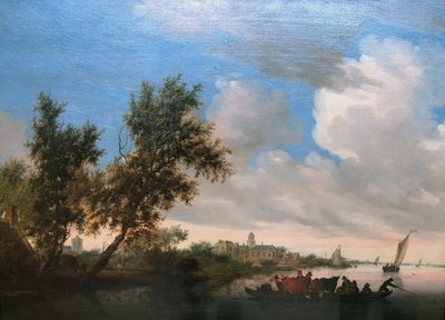 Flodlandskab med Nijenrode Slot af Salomon van Ruysdael